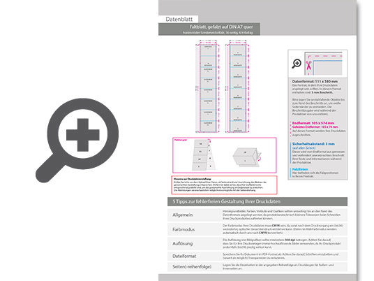 Product Bild faltblatt__gefalzt_auf_din_a7_quer__horizontaler_sonderwickelfalz__16-seitig