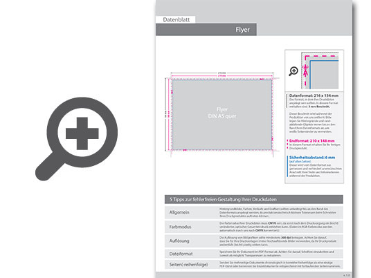 Product Bild multiloft-flyer_din_a5_quer_(21_0_cm_x_14_8_cm)_einseitig_folienkaschiert_matt_mit_einseitig_partieller_uv-lackierung__4_0_farbig_(einseitiger_druck)