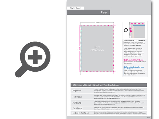 Product Bild multiloft-flyer_din_a6_hoch_(10_5_cm_x_14_8_cm)_mit_beidseitiger_softfeel-folie_und_einseitig_partieller_uv-lackierung__4_4_farbig_(beidseitiger_druck)